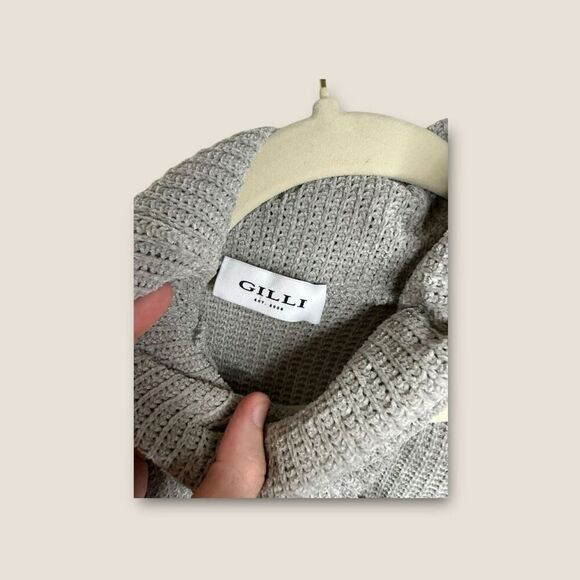 Gilli One Shoulder Turtle Neck Waffle Knit Long Sleeve Size Large - Picture 4 of 5